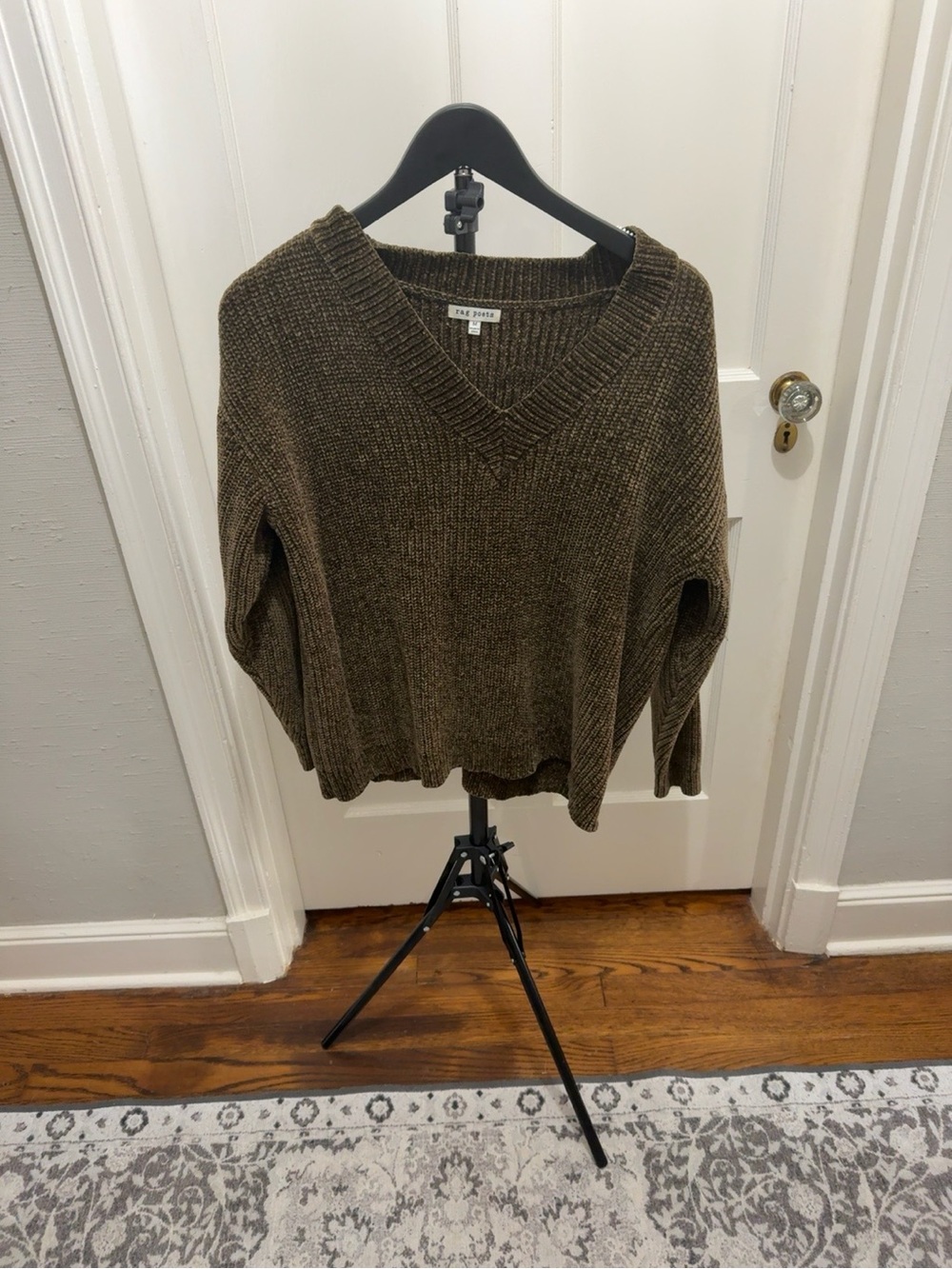 Rag & Bone Olive Green V-Neck Ribbed Sweater